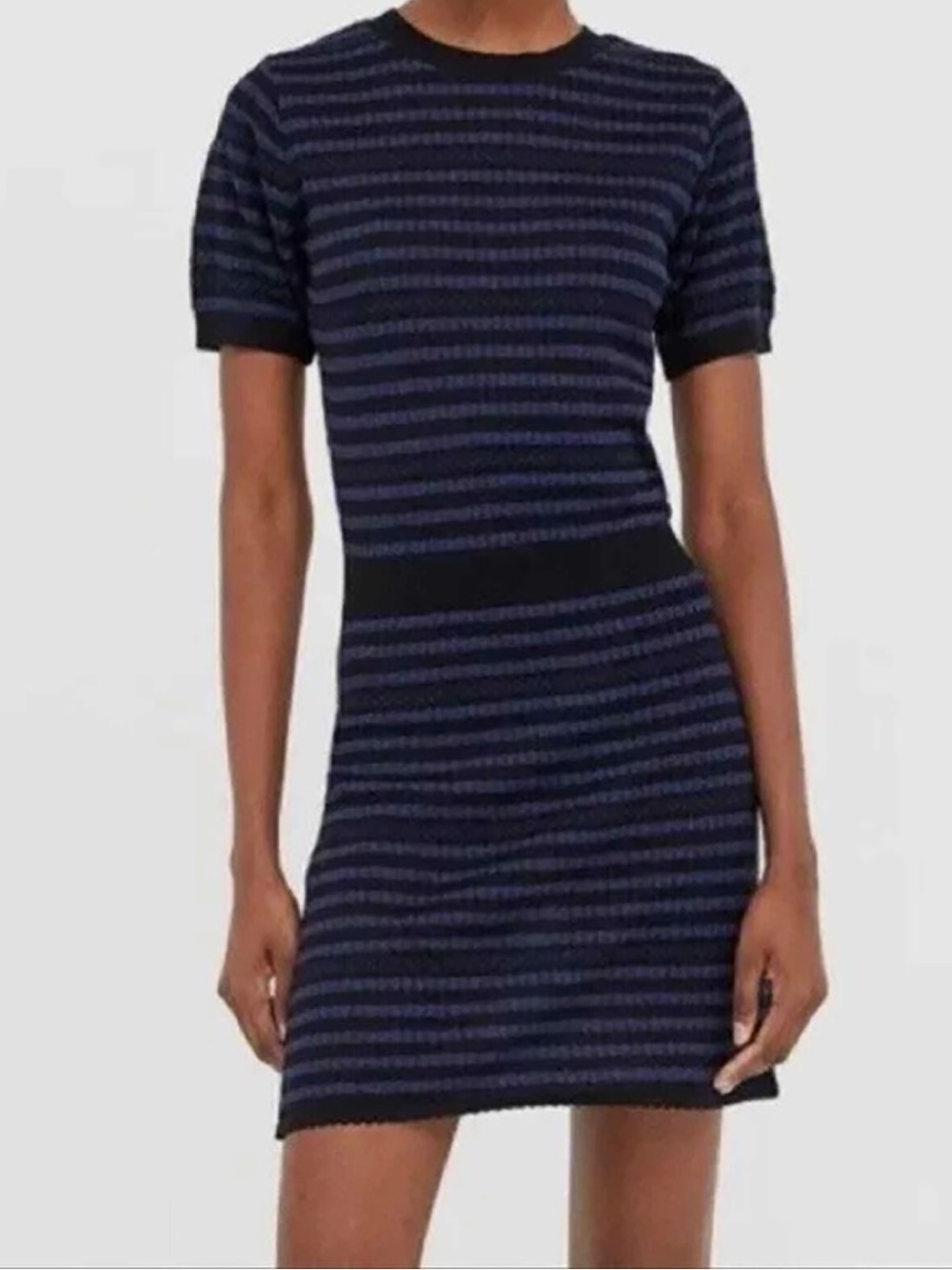 ZARA Striped Knit Mini Dress – Blue/Black – Size M – NWOT